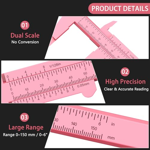0-6 Inch/150mm Vernier Plastic Caliper Measuring Ruler,Pink - color: Pink