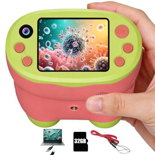 1000X Handheld Microscope for Kids 2.0" Screen 32GB Card Included - color: Red