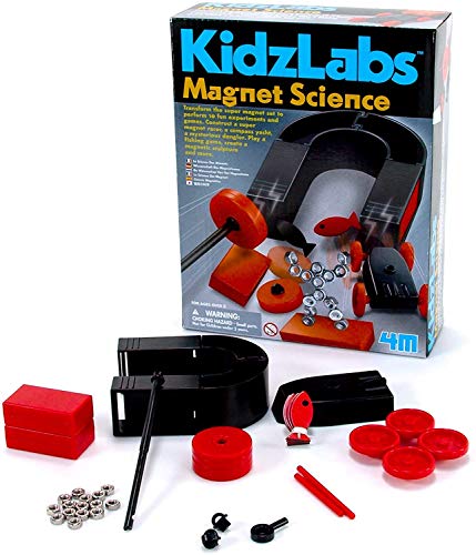 4M Magnet Science Kit - 10 Magnetic Experiments & Games (over 25 pieces to Build & STEM Learn From) - Power the Racer with a Magnet, Levitate a Magnet, Magnetic Yacht & Fishing, Boys & Girls, Age 8+ - style: Magnet Science Kit