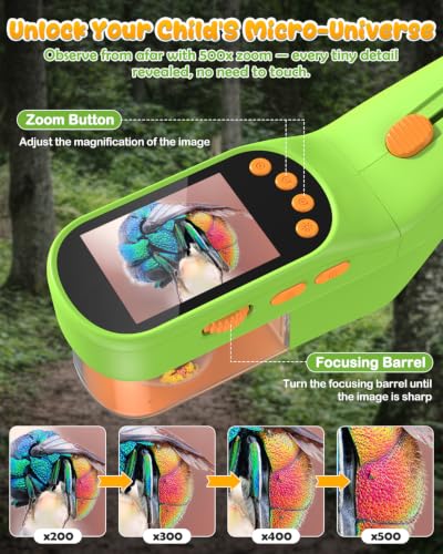 Bug Catcher for Kids,Kids Microscope,3-in-1 Insect Catching Kit for Kid - color: Green