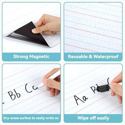 Jumbo Magnetic Handwriting Paper 21.5x17in Dry Erase Handwriting Lined Paper for Classroom Whiteboard Accessories Writing Chart Page Giant Magnet Notebook Poster Homeschool Supplies Teacher Must Have - style: Writing Line
