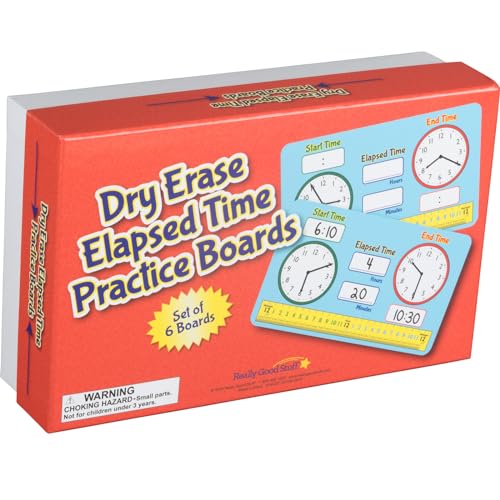 Really Good Stuff Dry-Erase Elapsed Time Practice Boards, 6 Boards
