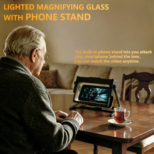 Large Magnifying Glass with Phone Stand, Full Page Magnifier for Reading