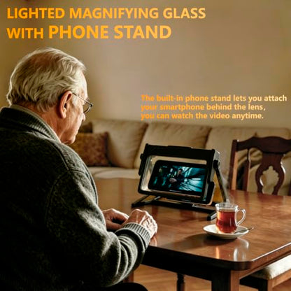 Large Magnifying Glass with Phone Stand, Full Page Magnifier for Reading