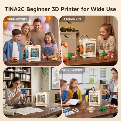 Hephi3d TINA2C 3D Printer for Kids & Beginners with Filament Starter Bundle - color: Orange/Yellow/Pink/Purple