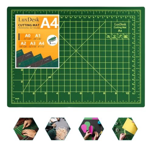 Self Healing Cutting Mat A4，5-Layer Double-Sided Rotary Cutting Mat 9 x 12 in, Craft Cutting Board Suitable for Sewing, Fabric Cutting, Crafts, and Hobbies