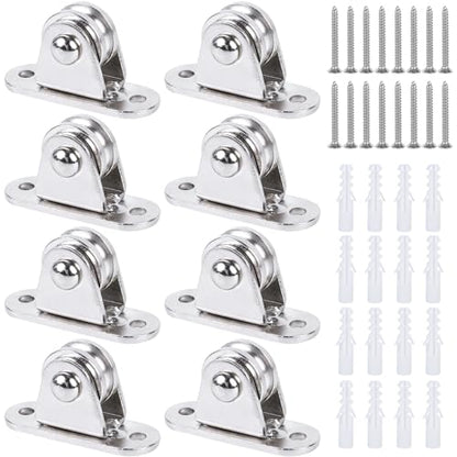 Small Pulley Block 1" Mini Duplex Pulley Roller Frictionless Silent Wheel Heavy Duty Fixed Pulley Loading 176 lb for Rope Cable Cord Guide & Wall Ceiling Mount DIY Project - 8 Pack - size: 8 Pack