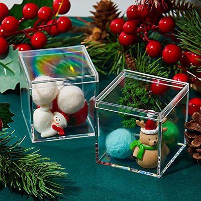 Blulu 8 Pcs Clear Acrylic Box with Lid, 2.2 x 2.2 x 2.2 Inch, Classic Style - size: 2.2 x 2.2 x 2.2 Inch, style: Classic style