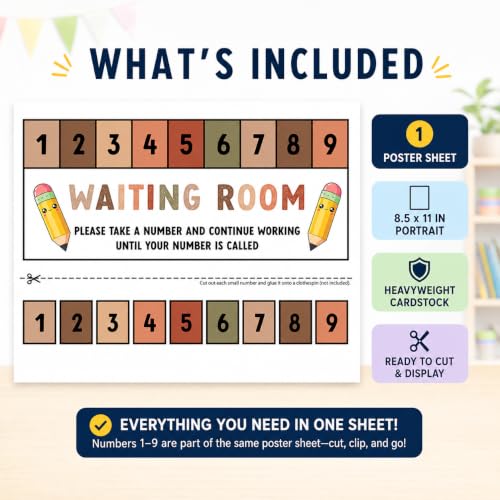 Andaz Press Boho Teacher Waiting Room Sign, Please Take a Number Classroom Poster for Student Management, Teacher Waiting in Line System, Behavior Management Visual Aid, 8.5x11 Thick Cardstock - color: Boho Teacher Waiting Room Sign