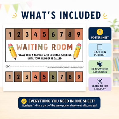 Andaz Press Boho Teacher Waiting Room Sign, Please Take a Number Classroom Poster for Student Management, Teacher Waiting in Line System, Behavior Management Visual Aid, 8.5x11 Thick Cardstock - color: Boho Teacher Waiting Room Sign