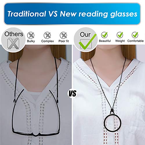 TERAISE Reading Glasses Pendant Necklace Readers for Women Lightweight - color: Black