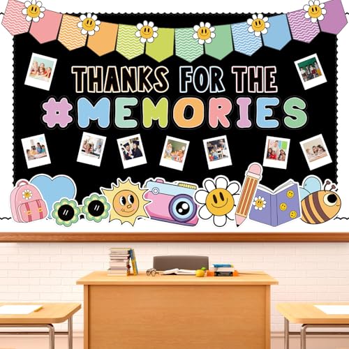 FYSUIMU 88Pcs Graduation Bulletin Board Decorations Set Memories Boho Daisy DIY Photo End of The Year Cutouts for Class of 2026 School Classroom Blackboard Chalkboard Wall Decor