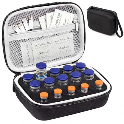 Teenyyou 15 Slots Peptide Case for Fridge Fits Standard 10ml/3ml Vials - color: Black, size: 15 Slots Fit 10ml/3ml, style: Solid