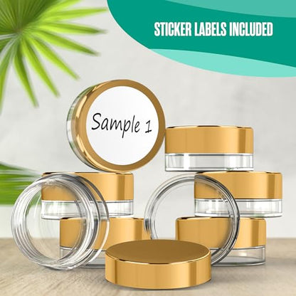Sample Containers, Sample Jars, Cosmetic, Empty, Mini, 3 Gram, 200 PK Gold - color: Gold, size: 200 Pack