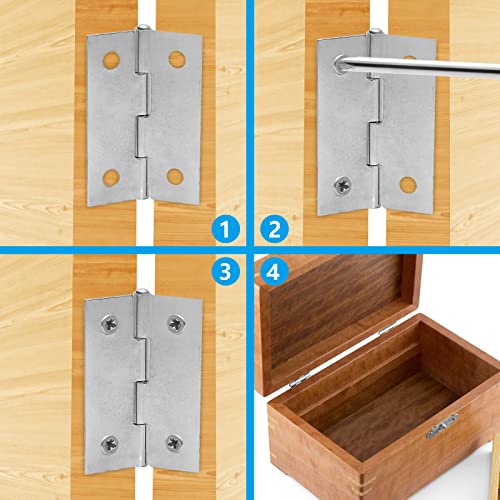 Piutouyar 6Pack 2 Inch Butt Hinge 304 Stainless Steel Mini Hinges - size: 2 Inch
