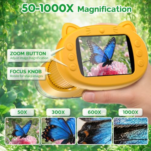 Kids Microscope: 1000X Handheld Pocket Microscope for Photo and Video Portable Science Kits STEM Toys – Christmas/Birthday Gifts for Girls & Boys Ages 3-12(Orange) - color: Orange