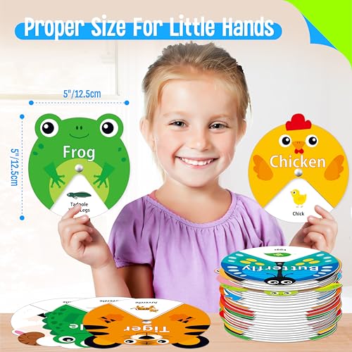 30 PCS Life Cycle Spinners, 20 Animals & 10 Plants Montessori Learning Toy for Kids, Educational Spinning Game Nature & Science Learning Activities for Toddlers