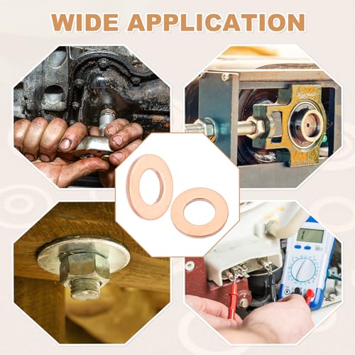 PATIKIL 35PCS M6 Copper Washers, M6x12x1mm Copper Crush Washer Metric Flat Washers Sealing Washers Assortment Kit Oil Drain Plug Gasket Ring for Automotive Battery Vehicles Screws Bolt - size: M6x12x1mm