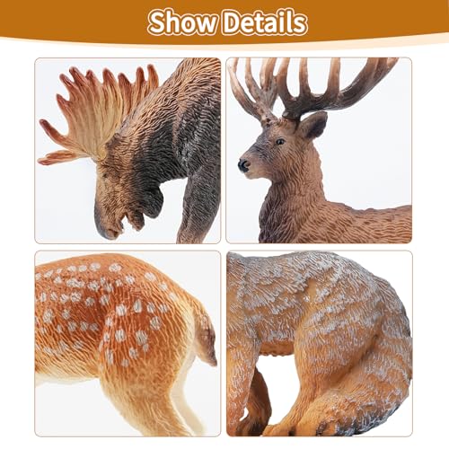Toymany 6PCS Forest Animals Figures, North American Woodland Animal Figurines Includes Moose Pronghorn Wapiti Coyote Gray Fox for Toddlers - color: Forest 2