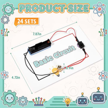 Soulchen 24 Sets STEM Electric Circuit Kit Bulk Basic Circuits Science Bulb Light Experiments for Beginners STEM Projects Circuit Board Building Kits Teaching Teachers Parents Experiment Educational