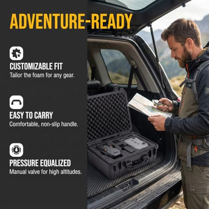 MEIJIA Portable All Weather Waterproof Camera Case with Customized Fit Foam,Fit Use of Drones,Camera,Equipments,Pistols,Elegant Black(18.3 ”x14.57”x8.66”) - size: 18.3" x 14.57" x 8.66"