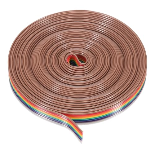 MECCANIXITY 1 Pcs 9 Pin Flat Rainbow Ribbon Cable 20 Ft 1.27mm Pitch Breadboard Jumper Wires for Electronic Projects - size: 20 Ft, style: 9P