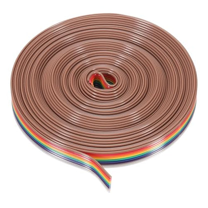 MECCANIXITY 1 Pcs 9 Pin Flat Rainbow Ribbon Cable 20 Ft 1.27mm Pitch Breadboard Jumper Wires for Electronic Projects - size: 20 Ft, style: 9P