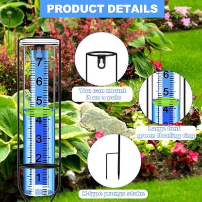 Rain Gauge Outdoor, Large Easy-Read Numbers with Floating Marker