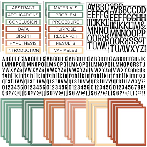 PerKoop 36 Sheets Science Fair Board Poster Boards Supplies 24 Self Adhesive Presentation Subtitles 4 Science Fair Project Titles 8 Personalized Letter Sticker for Classroom(Boho Color) - color: Boho Color