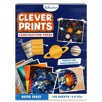 Skillmatics Space Construction Paper for Kids – STEM DIY Craft Activity - color: Outer Space, size: 120 Sheets