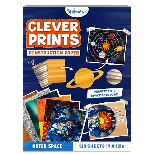 Skillmatics Space Construction Paper for Kids – STEM DIY Craft Activity - color: Outer Space, size: 120 Sheets