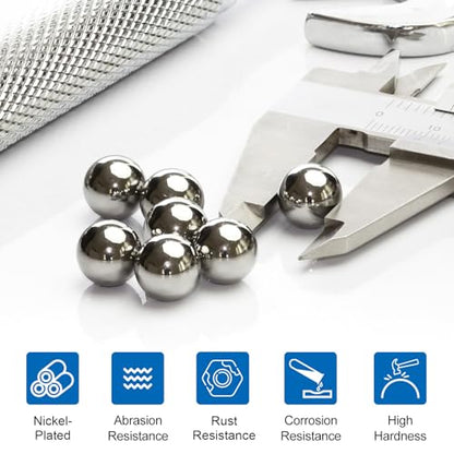 uxcell 100Pcs 6mm Bearing Balls, Carbon Steel Balls Nickel-Plated - size: 6mm