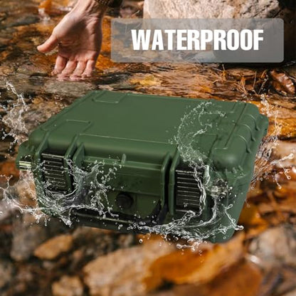 Jack Boss 14x 11.5x 6.5 Inch Hard Case, Portable Weather Waterproof Protective Camera Case with Customizable Foam, Fit Use of Drones, Camera, Equipments, Green - color: Green, size: 13.6x11.4x6 in