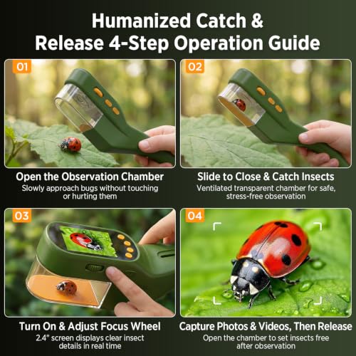 Kids Bug Catcher Microscope STEM Exploration Toy for Ages 3+ - color: Green