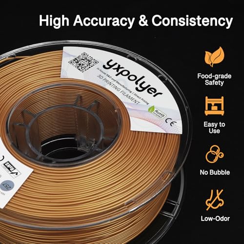 YXPOLYER Food Grade Matte Gold PLA Plus Filament 1.75mm 1kg - color: Gold
