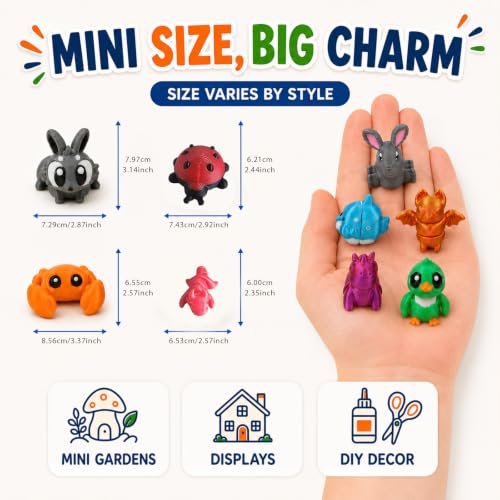 200 Pcs 3D Printed Animals Bulk,Articulated Animal Figurines Set - color: Orange