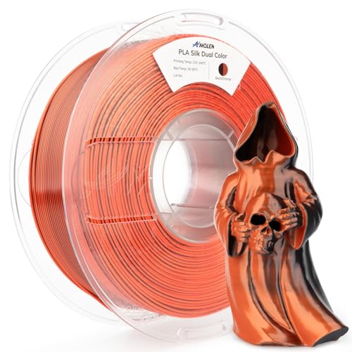 AMOLEN Silk PLA 3D Printer Filament, Dual Color Black Orange PLA 1.75mm, Shiny Color Change Filament 3D Printing PLA Filament for Most FDM 3D Printer, 1kg Spool(2.2lbs) - color: Black/Orange