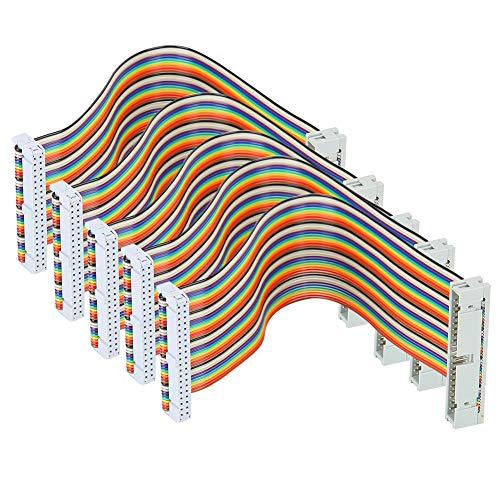 5Pcs GPIO Ribbon Cable for Male to Female 40pin Breadboard Jumper Wire Computer Accessories 20cm(Male to Female)