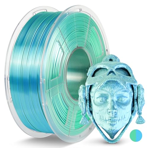 JAYO Silk Dual Color PLA 3D Printer Filament 1.75mm, 1.1kg, Blue-Green - color: Silk Pla Dual Blue Green, size: 1.1KG
