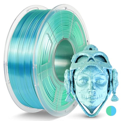 JAYO Silk Dual Color PLA 3D Printer Filament 1.75mm, 1.1kg, Blue-Green - color: Silk Pla Dual Blue Green, size: 1.1KG
