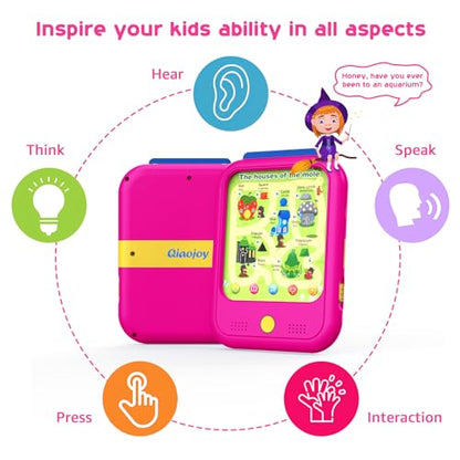 Qiaojoy Kids Learning Tablet Educational Learning Pad for Ages 2-5 Pink - color: Pink