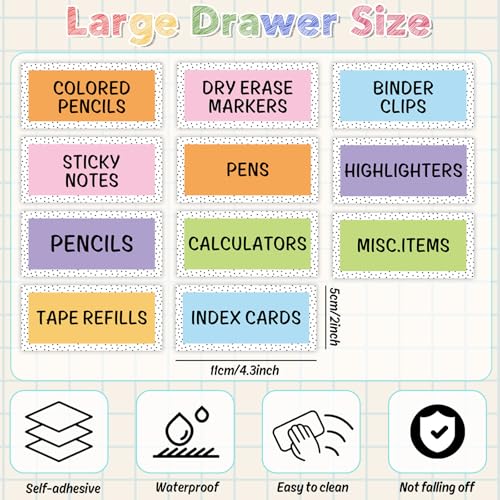 AnyDesign 84Pcs Toolbox Labels Teacher Drawer Tag Polka Dot Bright Tool Box Storage Stickers for Back to School Classroom Organization Teacher Resource Supplies