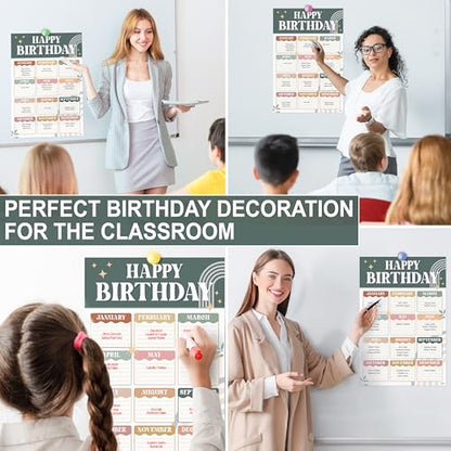 BEAWART Classroom Birthday Chart, 16x24 Modern Boho Reusable Poster - color: Modern Boho