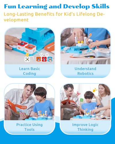WhalesBot A3 12-in-1 STEM Blocks Coding Robot Kit for Kids, 61-Piece Educational Building Set with Interactive Storytelling, Ideal Toy Gift for Boys & Girls Ages 3-6 - style: WhalesBot A3 Coding Robot