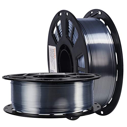 Silk Sliver PLA Satin Shiny 3D Printer Filament, 1.75mm Diameter 1kg Spool 2.2lbs for FDM 3D Printers - color: Silver