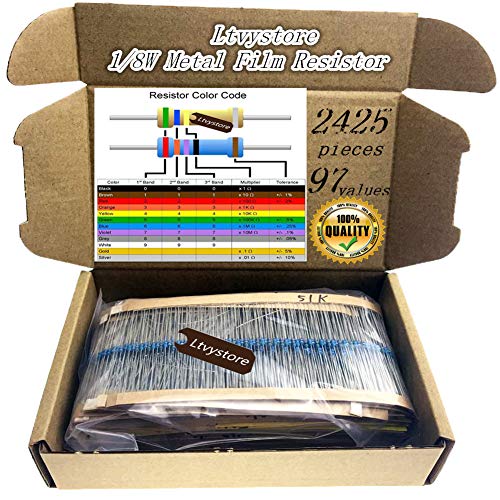 2425pcs 97 Values 1 ohm - 1M ohm 1/8W Metal Film Resistors Assortment Kit Assorted Set