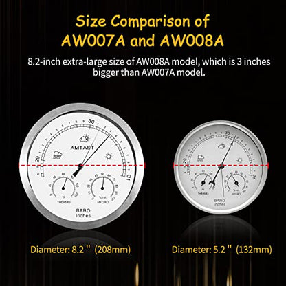 3-in-1 Imperial Weather Station 8.2'' Dial Mechanical Barometer - size: 8.2" Diameter