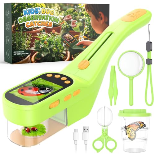 Bug Catcher for Kids,Kids Microscope,3-in-1 Insect Catching Kit for Kid - color: Ligth green