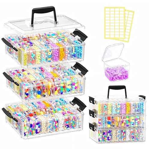 3-Tier Stackable Bead Organizer Box, 90 Small Containers and Lids - size: 3-Tier 90 Compartments