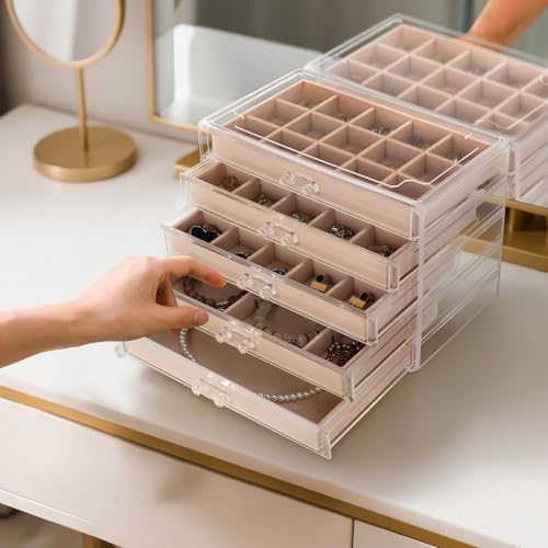 Jewelry Box Organizer,Clear Acrylic Storage Box Organizer with 5 Drawers - size: 5 layer
